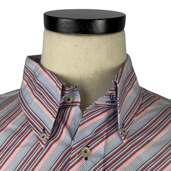 Tommy Hilfiger Mens XL Red/Blue Striped Short Sleeve Button-Down Shirt 2004 - Picture 10 of 10